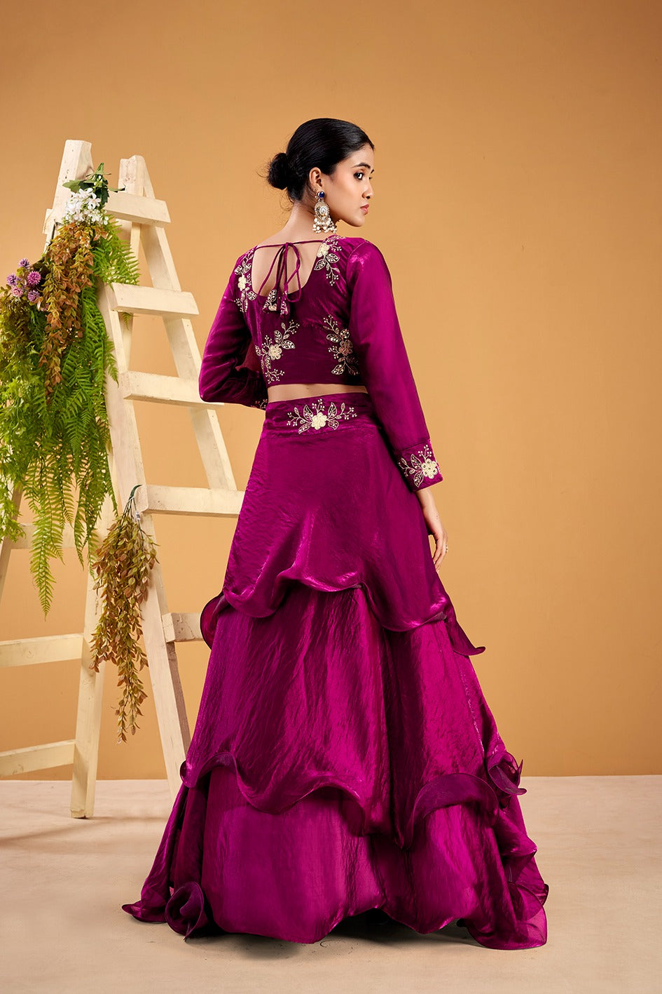 Buy Yash Enterprise Wine Vichitra Silk Party Wear Embroidery Crop Top With  Blouse Lehenga Choli Online at Low Prices