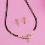 Thumbnail for Estele Gold-Polished Twine Braid Mangalsutra Necklace Set with White Austrian Crystals for Women