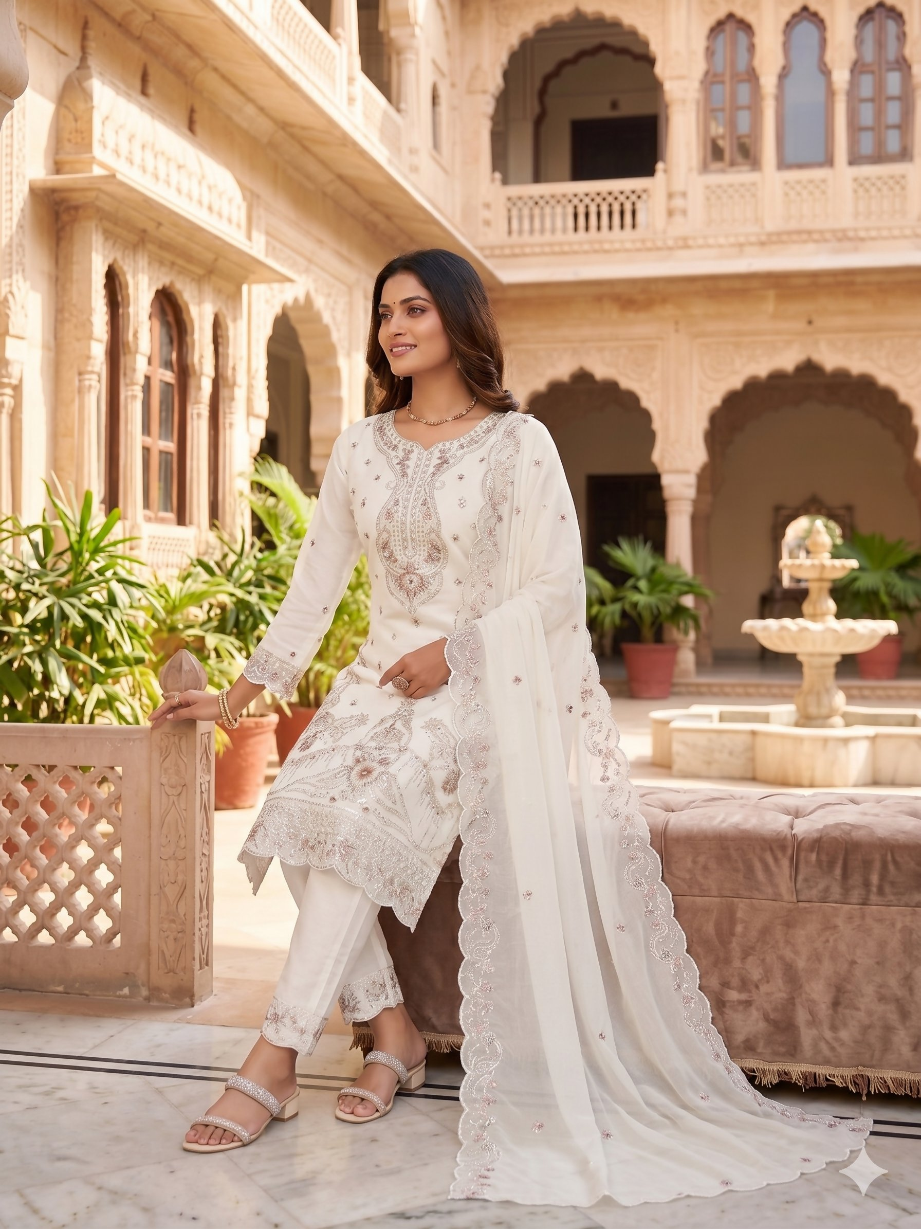 Teeya Creation Womens New Trendy Silk With Heavy Embroiedery With Sequence Work Kurta Set - Dista