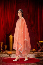 Thumbnail for BulBul Indu Muslin Peach Kurta Set With Dupatta