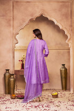 Thumbnail for BulBul Indu Muslin Purple Kurta Set With Dupatta