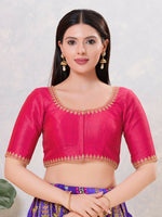 Thumbnail for Joban Fashion Women Silk Dark-Pink Stitched Blouse - Distacart