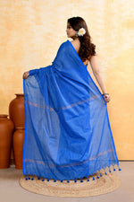 Thumbnail for Piyari Fashion Women's Sky Blue Embellished Cotton Blend Zari Check Handloom Saree - Distacart