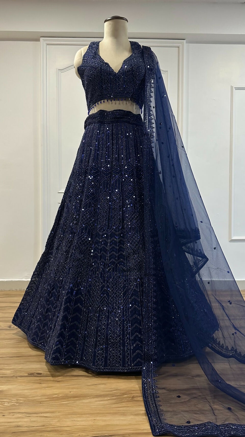 Aastha Fashion Blue Net Designer Wedding Wear Lehenga Choli