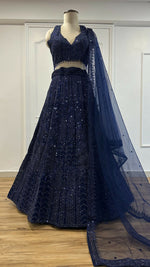 Thumbnail for Aastha Fashion Blue Net Designer Wedding Wear Lehenga Choli