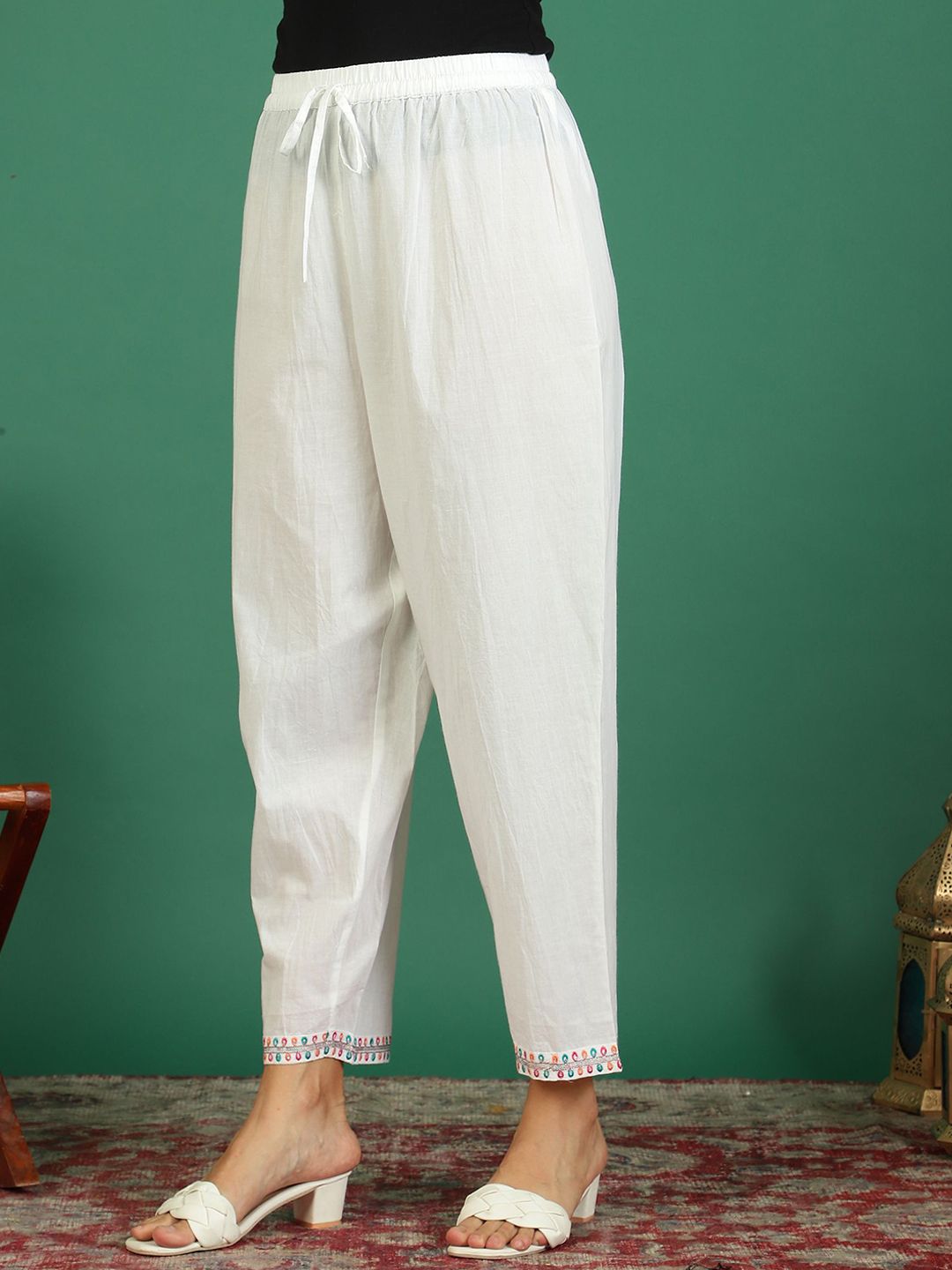 Sangria Printed Pure Cotton V- Neck Kurta & Trousers With Dupatta