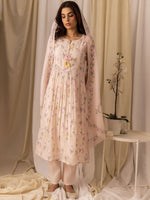Thumbnail for Ode by House of Pataudi Floral Printed Pleated Style A-Line Kurta With Trousers & Dupatta - Distacart