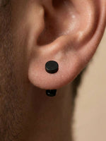 Thumbnail for NVR Men's Black Rhodium Plated Studs Earrings - Distacart