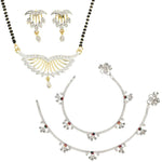 Thumbnail for AanyaCentric Gold-plated Mangalsutra Pendant Earring Set & Silver Plated Anklet - Distacart
