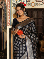 Thumbnail for Astita Navy Blue Silk Saree