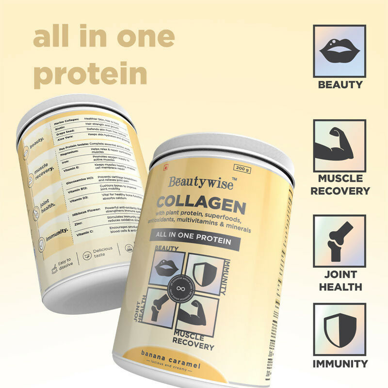 Beautywise All In One Collagen Proteins - Banana Caramel - Distacart