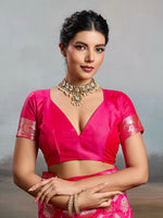 Thumbnail for Shree Shyam Fashion Rani Pink Silk Blend Saree - Distacart