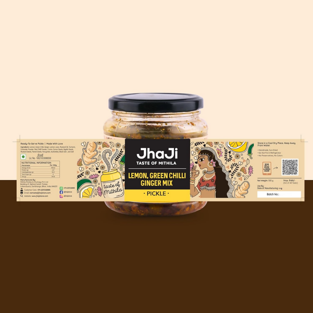 Jhaji Store Lemon, Ginger & Green Chilli Pickle - Distacart
