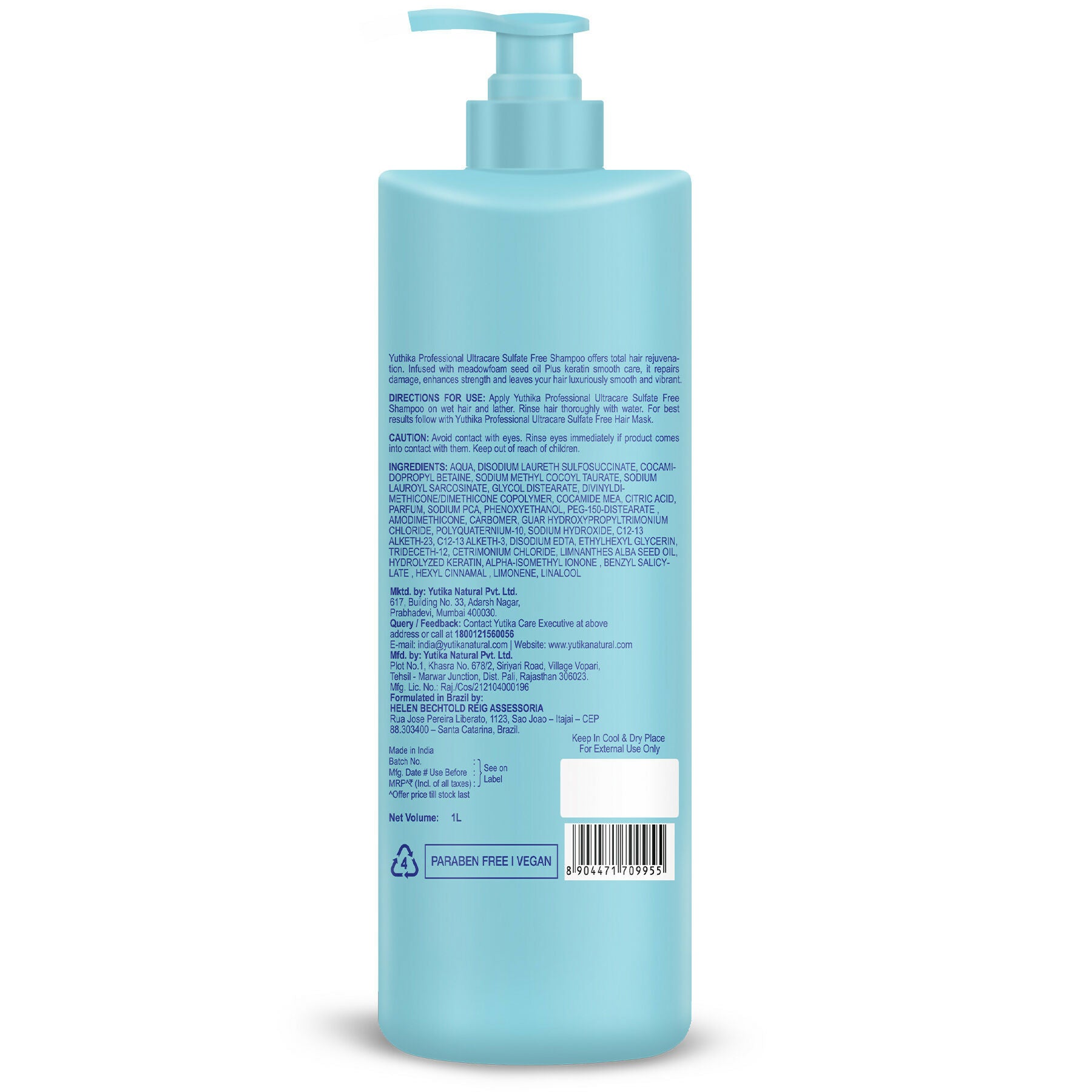 Yuthika Professional Ultracare Sulfate Free Shampoo For Women & Men - Distacart