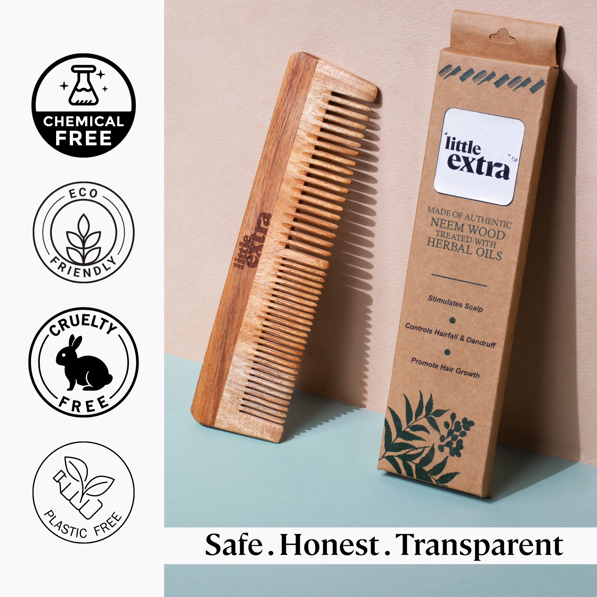 Little Extra Dual Tooth Neem Wood Comb - Distacart