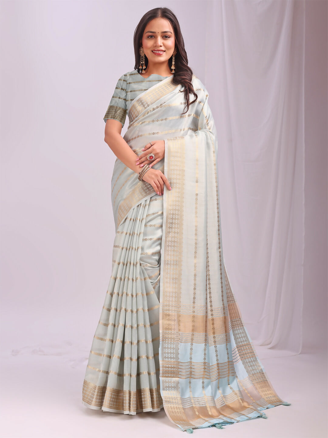 Astita Organza Sky Blue Saree