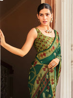 Thumbnail for Monjolika Fashion Silk Blend Green Printed Saree - Distacart
