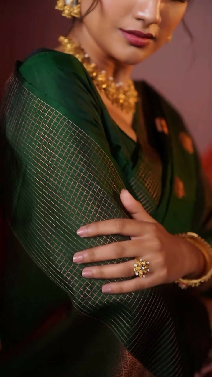 Preksha Creation Designer Women Banarasi Soft Silk Saree - Green - Distacart