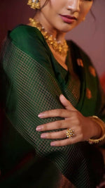 Thumbnail for Preksha Creation Designer Women Banarasi Soft Silk Saree - Green - Distacart