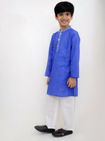 Thumbnail for Lil Drama Shor-Gul Blue Kurta Pyjama Set For Boys
