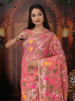 Thumbnail for Astita Linen Cotton Pink Saree