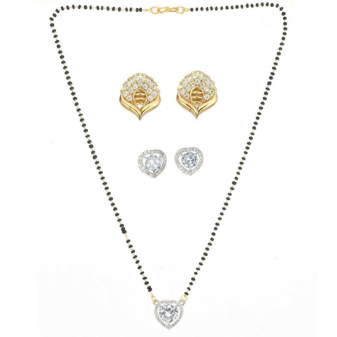 AanyaCentric Gold Plated Mangalsutra with Pendant, 2 Pair Earrings - Distacart