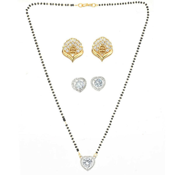 AanyaCentric Gold Plated Mangalsutra with Pendant, 2 Pair Earrings - Distacart