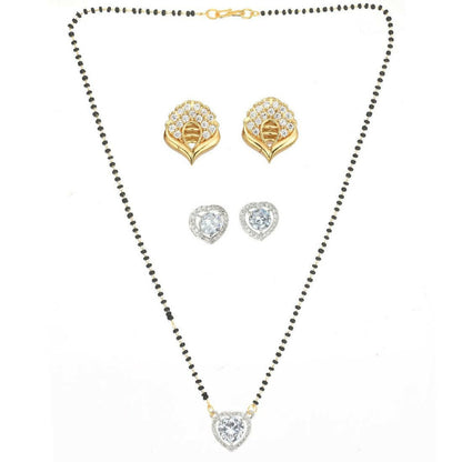 AanyaCentric Gold Plated Mangalsutra with Pendant, 2 Pair Earrings - Distacart