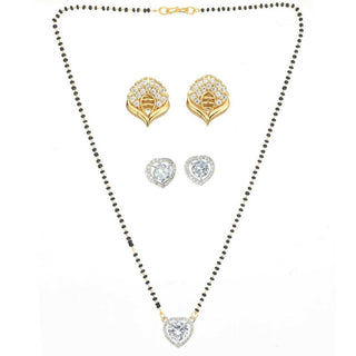AanyaCentric Gold Plated Mangalsutra with Pendant, 2 Pair Earrings - Distacart