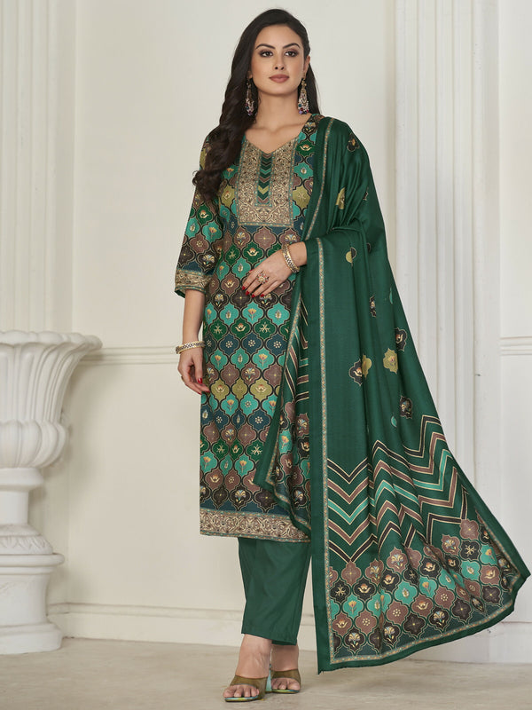 Jyoti Fashion Women's Multicolor Pashmina Digital Printed Kurta with Trouser & Dupatta - Distacart