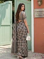 Thumbnail for Shree Shyam Fashion Brown Linen Cotton Saree - Distacart