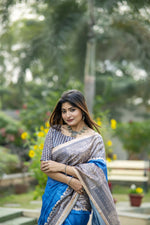 Thumbnail for Vishnu Weaves Women's Blue Soft Tussar Silk Saree with Blouse - Distacart