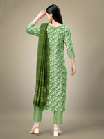 Thumbnail for Jyoti Fashion Women's Green Rayon Embroidery & Sequence work Kurta with Trouser & Dupatta - Distacart