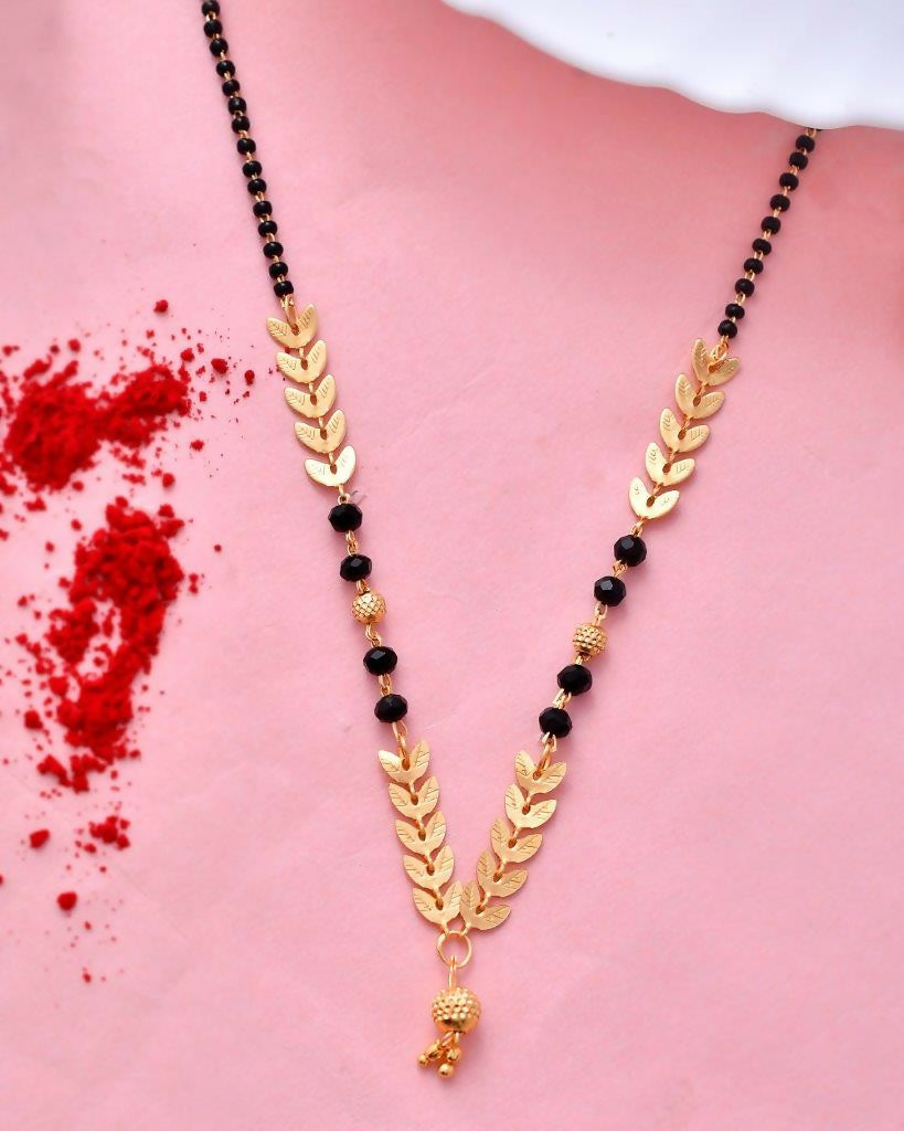 VOJ Gold Plated Leaf Design Beaded Chain Mangalsutra - Distacart