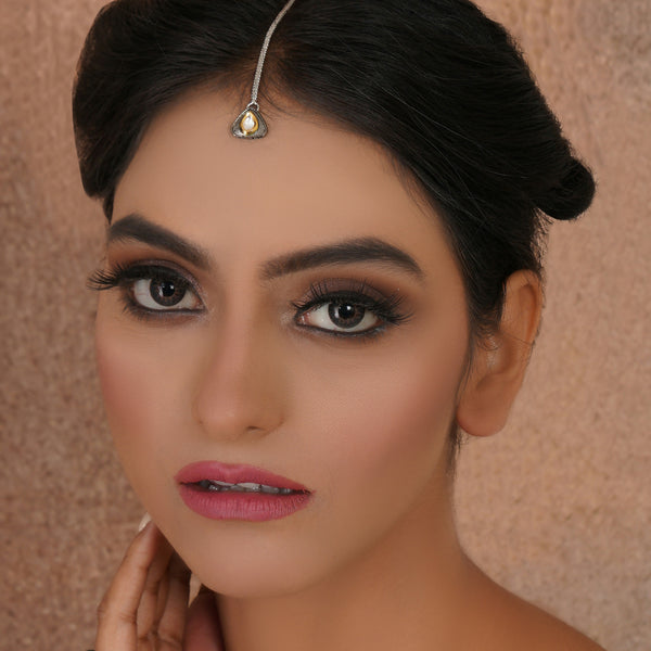 Dual Tone Kundan Maang Tikka (silver) - Ruby Raang - Distacart