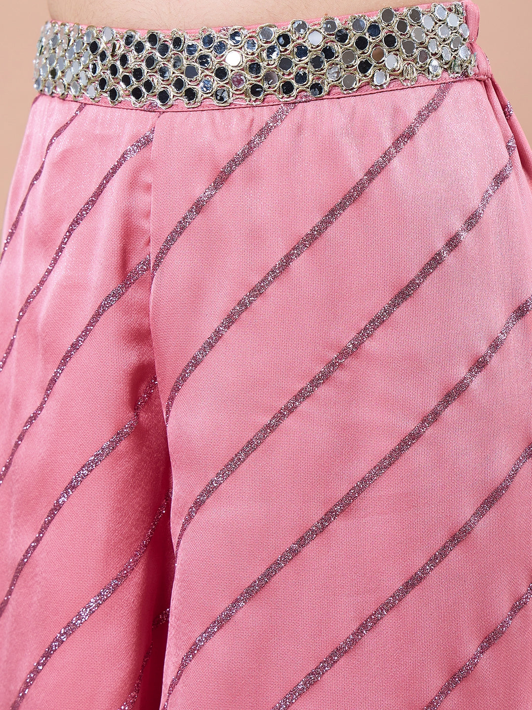 Girls Peach Striped Top With Pyjamas for Kids - Mini Marvels - Distacart