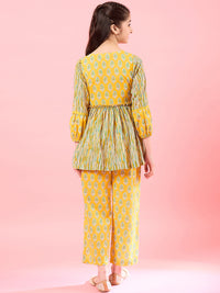 Thumbnail for Girls Yellow Checked Pyjamas for Kids - Mini Marvels - Distacart