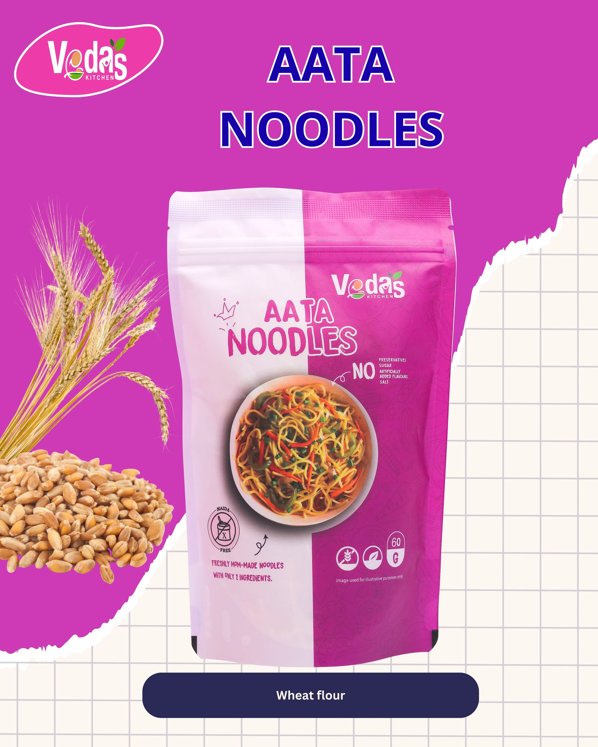 Vedas Kitchen Aata Noodles - Dista