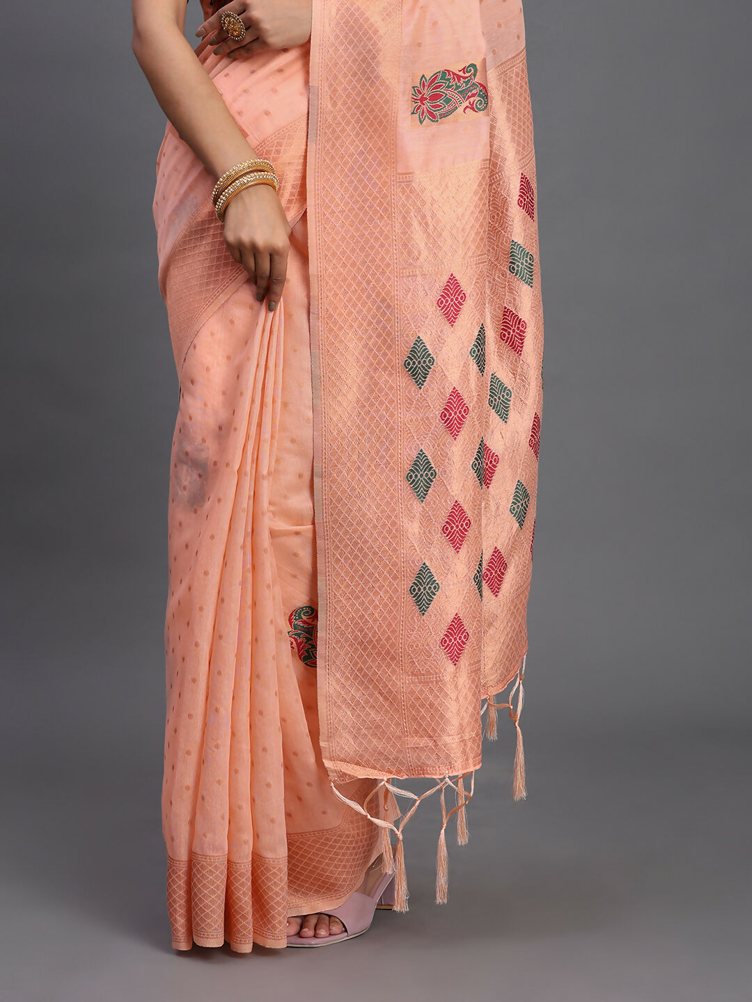Astita Linen Cotton Peach Saree