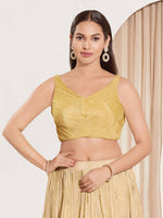 Thumbnail for Joban Fashion Gold Tissue Padded Blouse With Sweetheart Neck Sleeveless - Distacart