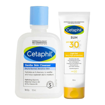 Cetaphil Gentle Skin Cleanser & Sun SPF 30 Light Gel Combo - Distacart