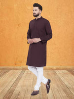 Thumbnail for Even Apparels Men's Pure Cotton Maroon Kurta - Distacart
