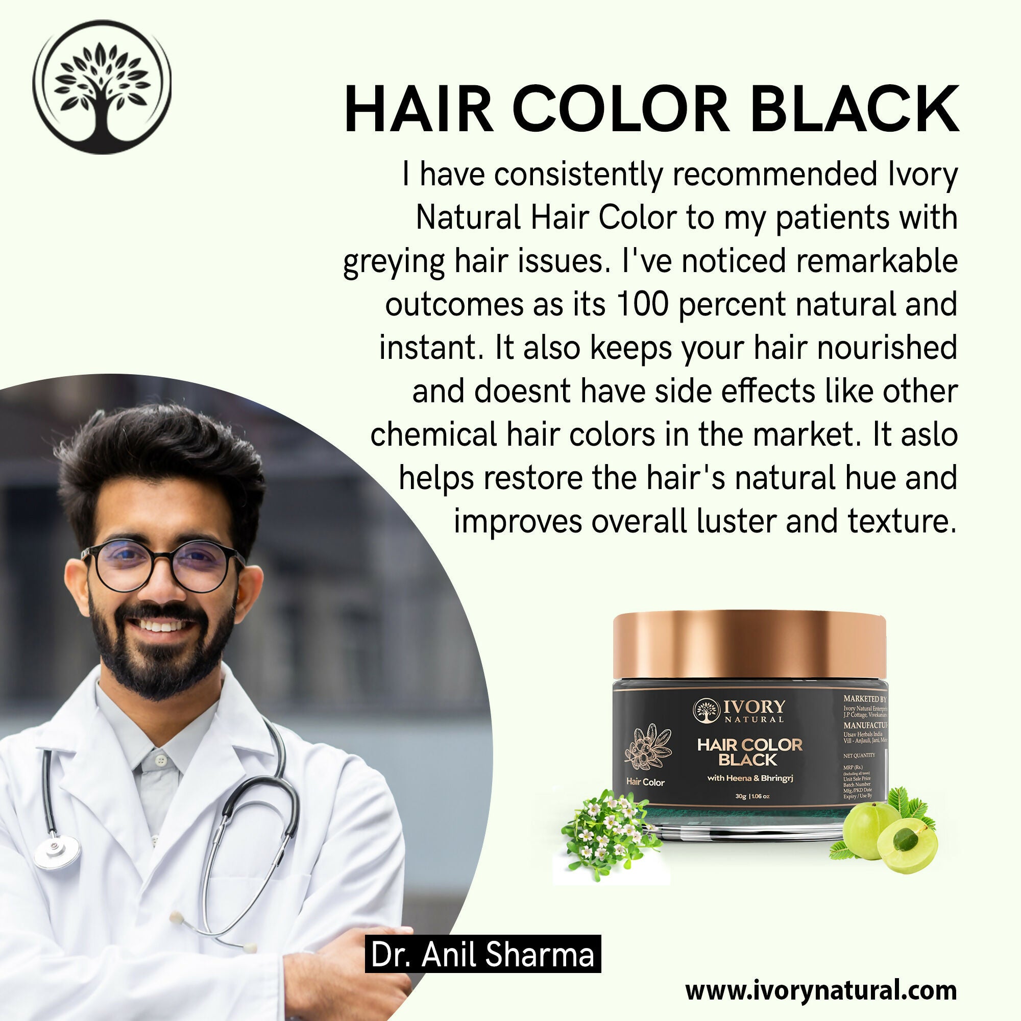 Ivory Natural Black Hair Color - Plant-Based Natural Hair Color - Both For Men Women - Distacart