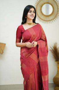 Thumbnail for Partywear Designer Red Banarasi Silk Fancy Saree - Starwalk - Distacart