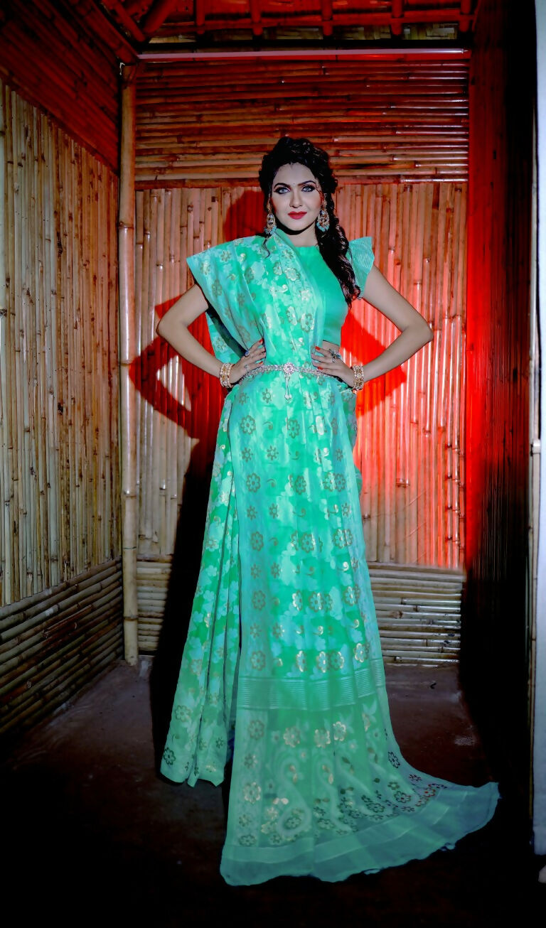 Partywear Designer Rama Jamdani contton Fancy Saree - Starwalk - Distacart