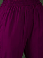 Thumbnail for The52 Wine Women's Gorgeous Embroidered Work Vichitra Silk Fabric Flared Kurta Pant and Dupatta Set - Distacart