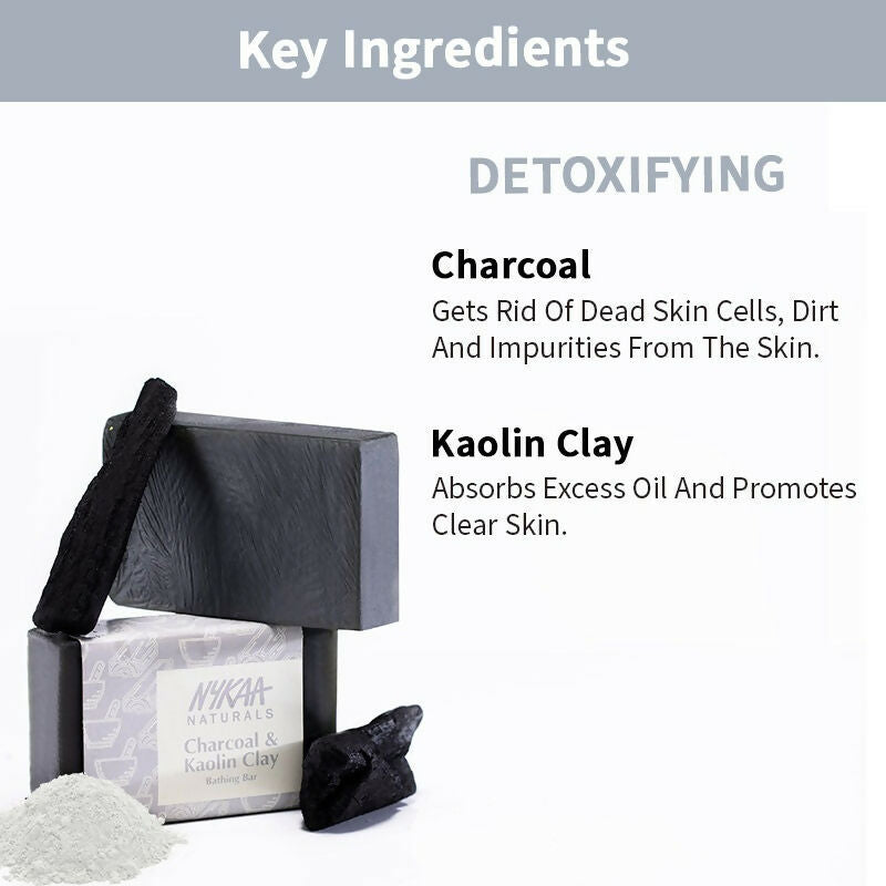 Nykaa Naturals Charcoal & Kaolin Clay Detox Bathing Soap - Distacart