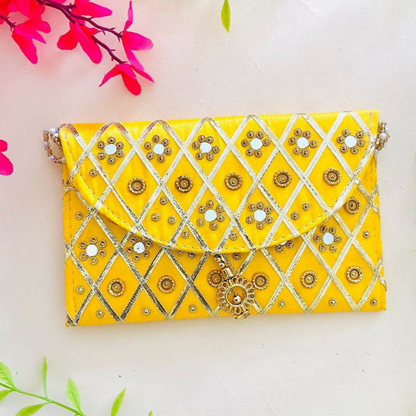 Joban Fashion Clutch Bag With Magnetic Lock - Yellow - Dista