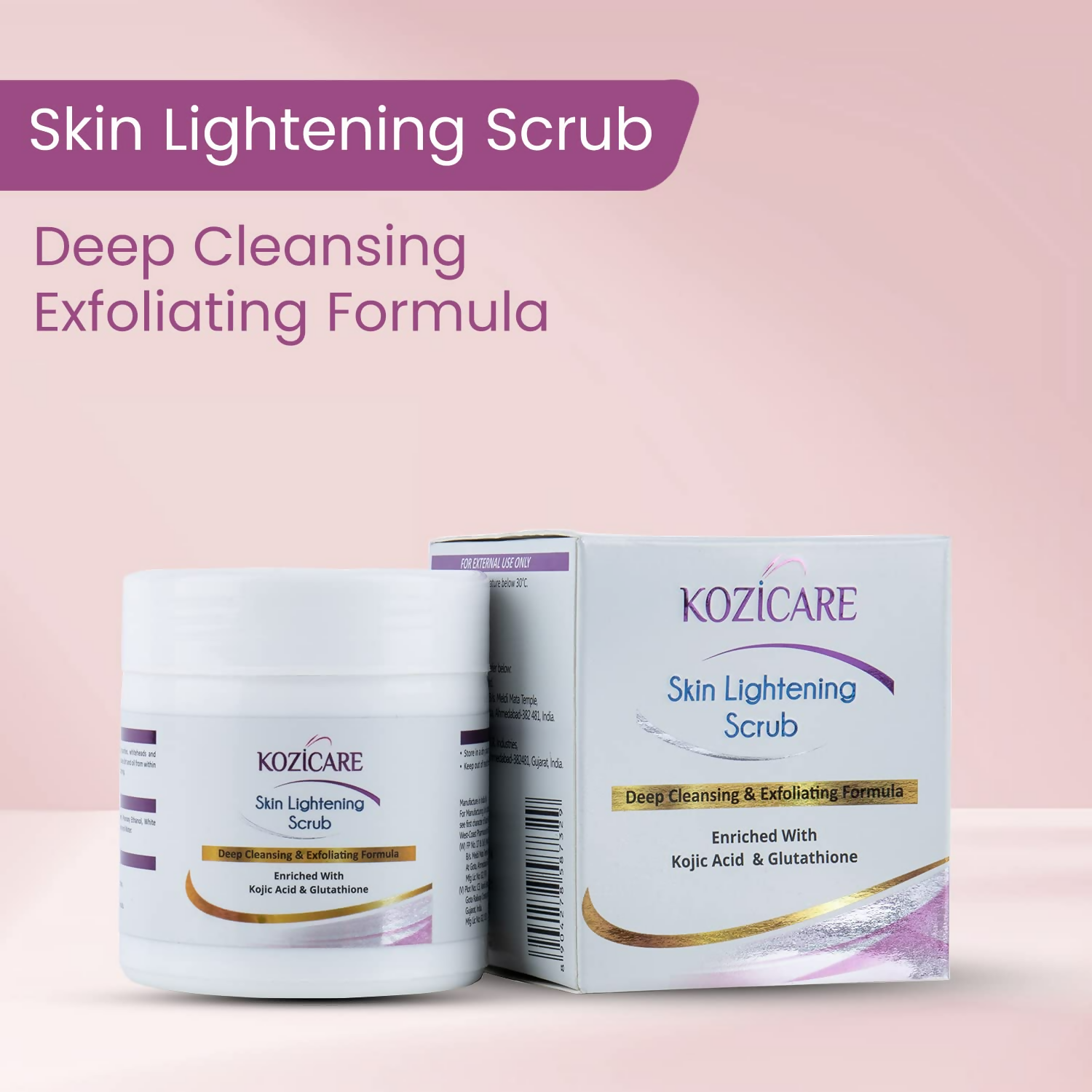Healthvit Kozicare Skin Lightening Scrub For Deep Cleansing & Exfoliating Formula - Distacart