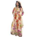 Thumbnail for Vegaa Fashion Cream Chinon Silk Embroidered Digital Print Festive Look Gown With Dupatta - Distacart